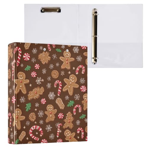 Kcldeci 3-Ringbuch, Hardcover, weihnachtliches Lebkuchenmuster, 3,8 cm, runde Ringe mit Innentaschen, Schule, Büro, Rezeptkarten, Ordner, Organizer, 1 Stück Kcldeci 3-Ringbuch, Hardcover, weihnachtliches Lebkuchenmuster, 3,8 cm, runde Ringe mit Innentaschen, Schule, Büro, Rezeptkarten, Ordner, Organizer, 1 Stück von Kcldeci