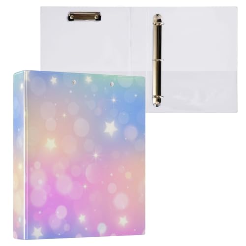 Kcldeci 3-Ringbuch mit Einhorn-Himmel und Sternen, 3,8 cm, runder Ring für Papier in Briefgröße, Hardcover-Ordner für Schule, Büro und Zuhause von Kcldeci
