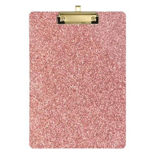 Kcldeci Acryl-Klemmbretter in Goldfarben, mit rosafarbenem Glitzer, Standard-A4, Briefgröße, Klemmbrett für Klassenzimmer, Schule und Büro, für Kinder, Studenten, Lehrer, Gold, 30,5 x 22,9 cm von Kcldeci