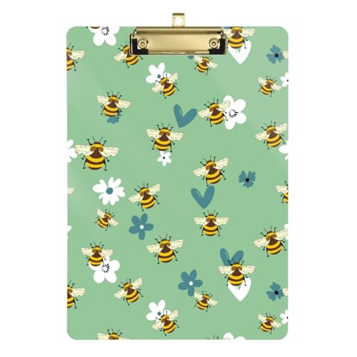 Kcldeci Acryl-Klemmbretter mit Bienen auf Blumen, Standard-Buchstabe, A4, Klemmbretter für Klassenzimmer, Lehrer, Frauen, Klemmbrett, Büro, Schulbedarf, Gold, 30,5 x 22,9 cm, 2 Stück Kcldeci Acryl-Klemmbretter mit Bienen auf Blumen, Standard-Buchstabe, A4, Klemmbretter für Klassenzimmer, Lehrer, Frauen, Klemmbrett, Büro, Schulbedarf, Gold, 30,5 x 22,9 cm, 2 Stück von Kcldeci