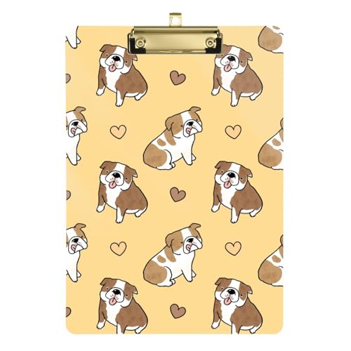 Kcldeci Acryl-Klemmbretter mit Cartoon-Bulldogge und Herz, A4, Briefgröße, Klemmbrett für Klassenzimmer, Studenten, Lehrer, Frauen, Kinder, Gold, 30,5 x 22,9 cm Kcldeci Acryl-Klemmbretter mit Cartoon-Bulldogge und Herz, A4, Briefgröße, Klemmbrett für Klassenzimmer, Studenten, Lehrer, Frauen, Kinder, Gold, 30,5 x 22,9 cm von Kcldeci