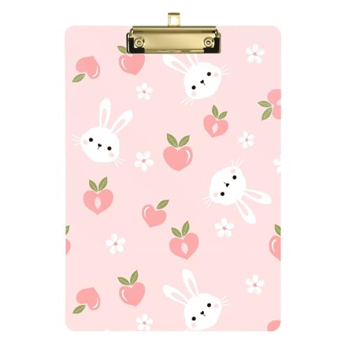 Kcldeci Acryl-Klemmbretter mit Hasen-Motiv, Pfirsichfarben, Standard-A4, Briefgröße, Klemmbrett für Klassenzimmer, Schule und Büro, für Kinder, Studenten, Lehrer, Gold, 30,5 x 22,9 cm von Kcldeci