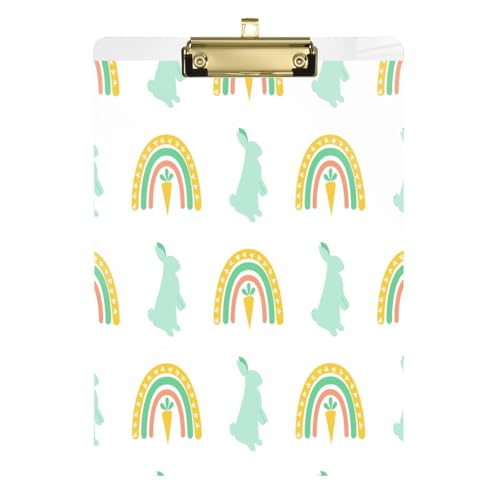 Kcldeci Acryl-Klemmbretter mit Regenbogen-Hasen-Motiv, Standard-A4, Briefgröße, Klemmbrett für Klassenzimmer, Schule und Büro, für Kinder, Studenten, Lehrer, Gold, 30,5 x 22,9 cm von Kcldeci
