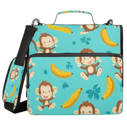 Kcldeci Affen Muster 3 Ringe 3,8 cm Reißverschluss Ordner, 500 Blatt Organizer Ordner Tasche mit Schultergurt, Fächermappen für Schule und Büro Kcldeci Affen Muster 3 Ringe 3,8 cm Reißverschluss Ordner, 500 Blatt Organizer Ordner Tasche mit Schultergurt, Fächermappen für Schule und Büro von Kcldeci