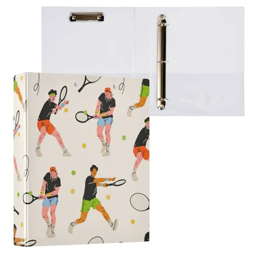 Kcldeci Athlete Play Tennis 3-Ringbuch, 2 Stück, Klemmbrett-Ordner, 3,8 cm, runder Ring für Papier in Briefgröße, Hardcover-Ordner für Schule, Büro und Zuhause von Kcldeci