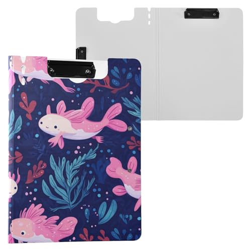 Kcldeci Axolotls Klemmbrett-Mappe, A4, faltbar, für Notizen, Dokumente, Schule, Büro, Arbeit von Kcldeci