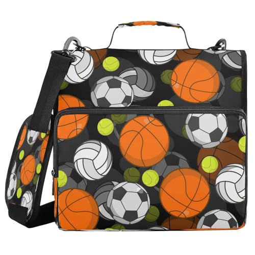 Kcldeci Basketball-Football-Reißverschluss, Trapperhalter, Organizer, 3,8 cm, 3-Ringbuch, Fächermappe für Schule und Büro von Kcldeci