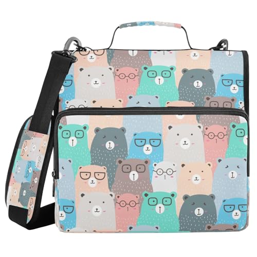 Kcldeci Bears Doodle Ordner mit 3 Ringen, 3,8 cm Reißverschluss, 500 Blatt, Organizer mit Schultergurt, Fächermappe für Schule und Büro Kcldeci Bears Doodle Ordner mit 3 Ringen, 3,8 cm Reißverschluss, 500 Blatt, Organizer mit Schultergurt, Fächermappe für Schule und Büro von Kcldeci