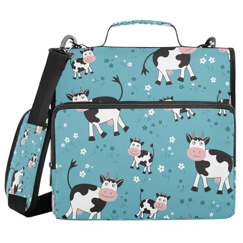 Kcldeci Bulls Calves in The Meadow 3-Ring-Ordner mit Reißverschluss, 3,8 cm, 500 Blatt, Trapperhalter, Organizer, Ordnertasche mit Schultergurt, Fächermappen für Schule und Büro Kcldeci Bulls Calves in The Meadow 3-Ring-Ordner mit Reißverschluss, 3,8 cm, 500 Blatt, Trapperhalter, Organizer, Ordnertasche mit Schultergurt, Fächermappen für Schule und Büro von Kcldeci