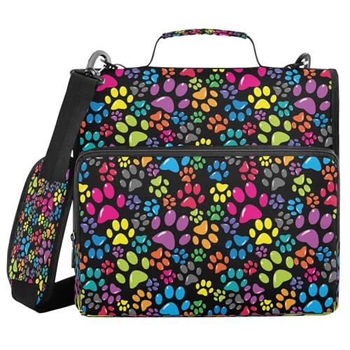 Kcldeci Bunter Hundepfotenabdruck, 3 Ringe, 3,8 cm Reißverschluss, 500 Blatt, Organizer mit Schultergurt, Fächermappe für Schule und Büro Kcldeci Bunter Hundepfotenabdruck, 3 Ringe, 3,8 cm Reißverschluss, 500 Blatt, Organizer mit Schultergurt, Fächermappe für Schule und Büro von Kcldeci
