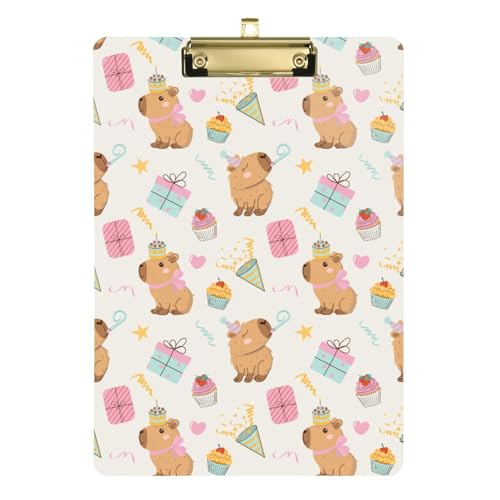Kcldeci Capybaras Acryl-Klemmbretter mit Kuchen, Cupcakes, A4, Briefgröße, Klemmbrett für Klassenzimmer, Studenten, Lehrer, Frauen, Kinder, Gold, 30,5 x 22,9 cm Kcldeci Capybaras Acryl-Klemmbretter mit Kuchen, Cupcakes, A4, Briefgröße, Klemmbrett für Klassenzimmer, Studenten, Lehrer, Frauen, Kinder, Gold, 30,5 x 22,9 cm von Kcldeci