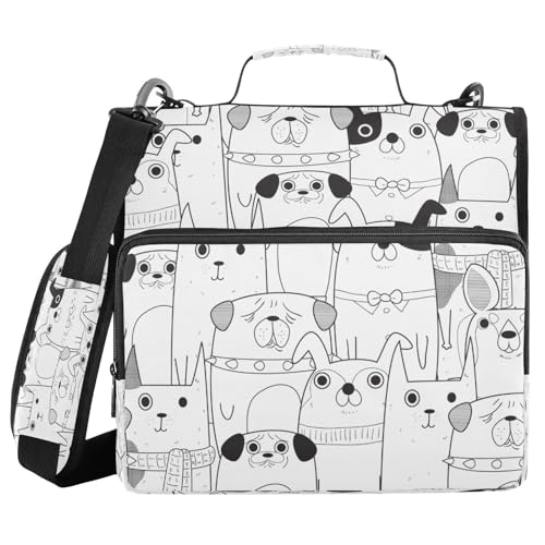 Kcldeci Cartoon-Ordner mit 3 Ringen, 3,8 cm Reißverschluss, 500 Blatt, Trapperhalter, Organizer, Tasche mit Schultergurt, Fächermappe für Schule und Büro von Kcldeci