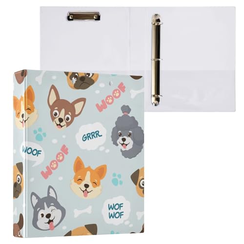 Kcldeci Cartoon-Welpen, niedliche Hundegesichter, 3 Ringordner, 2 Stück, 3,8 cm runder Ring für Papier in Briefgröße, Hardcover-Ordner für Schule, Büro und Zuhause Kcldeci Cartoon-Welpen, niedliche Hundegesichter, 3 Ringordner, 2 Stück, 3,8 cm runder Ring für Papier in Briefgröße, Hardcover-Ordner für Schule, Büro und Zuhause von Kcldeci