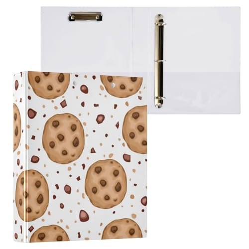 Kcldeci Chip Cookies Ringbuch mit 3 Ringen, Klemmbretter, 3,8 cm, runder Ring für Papier, Hardcover für Schule, Büro und Zuhause von Kcldeci