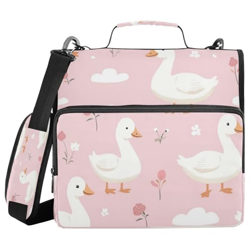 Kcldeci Cloud Duck Ordner mit 3 Ringen, 3,8 cm Reißverschluss, 500 Blatt, Trapper, Organizer, Ordnertasche mit Schultergurt, Fächermappen für Schule und Büro von Kcldeci