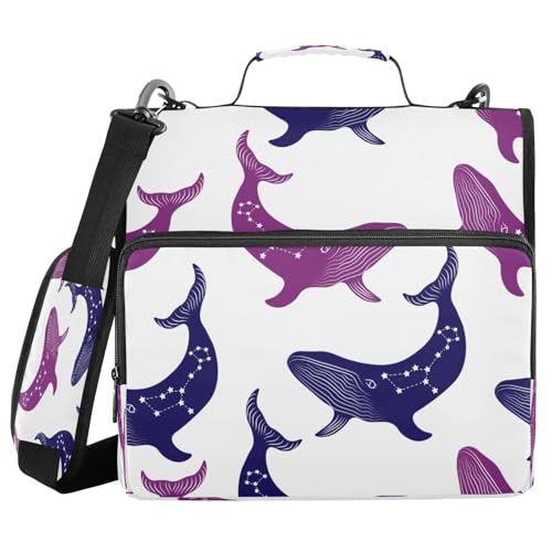 Kcldeci Colorful Whales 3-Ring-Ordner mit Reißverschluss, 3,8 cm, 500 Blatt, Trapper, Organizer, Ordnertasche mit Schultergurt, Fächermappe für Schule und Büro Kcldeci Colorful Whales 3-Ring-Ordner mit Reißverschluss, 3,8 cm, 500 Blatt, Trapper, Organizer, Ordnertasche mit Schultergurt, Fächermappe für Schule und Büro von Kcldeci