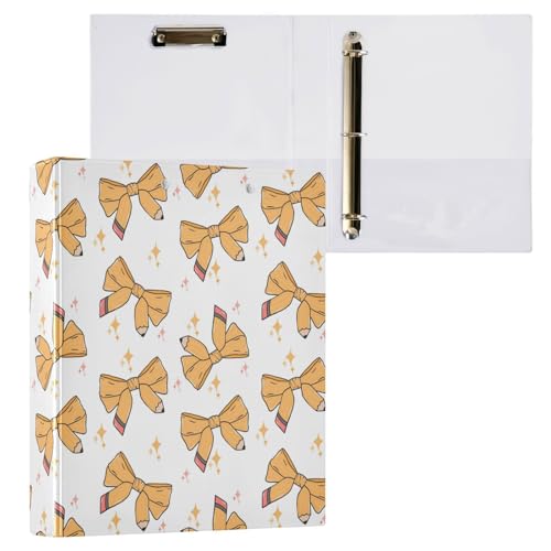 Kcldeci Coquette Bow 3-Ringbuch, 1 Packung, Klemmbrett-Ordner, 3,8 cm, runder Ring für Papier, Hardcover für Schule, Büro und Zuhause von Kcldeci