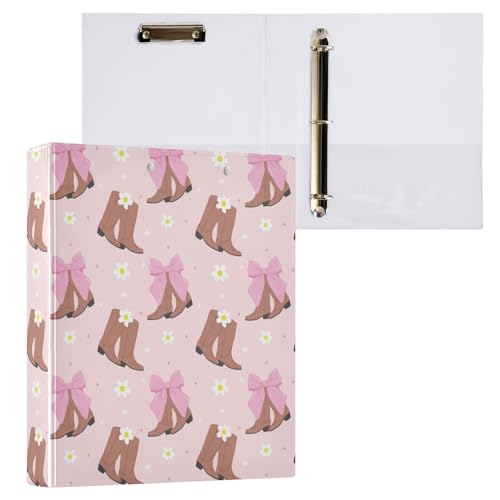 Kcldeci Coquette Cowboystiefel-Ordner mit 3 Ringen, 3,8 cm, runder Ring für Papier in Briefgröße, Hardcover-Ordner für Schule, Büro und Zuhause von Kcldeci