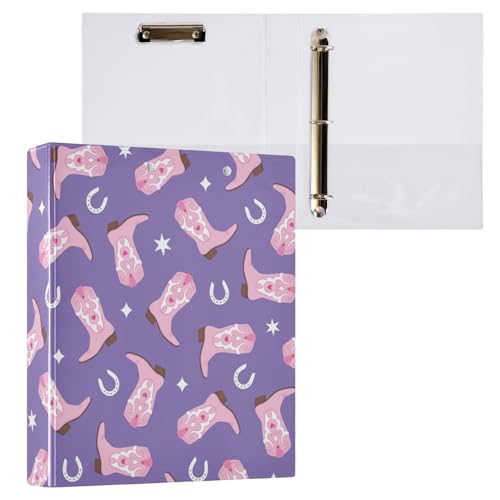 Kcldeci Cowboy-Cowgirl-Stiefel, 3 Ringordner, 3,8 cm, runder Ring für Briefpapier, Hardcover-Ordner für Schule, Büro und Zuhause von Kcldeci