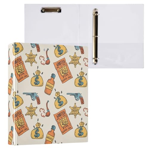 Kcldeci Cowboy-Ringbuch mit nahtlosem Muster, 3,8 cm, runder Ring für Papier in Briefgröße, Hardcover-Ordner für Schule, Büro und Zuhause, 2 Stück von Kcldeci