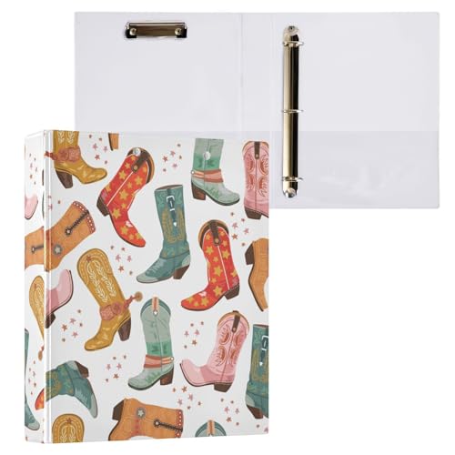 Kcldeci Cowboy und Kuh Mädchen 3-Ringbuch 1 Packung, 3,8 cm runder Ring für Briefgröße, Hardcover-Ordner für Schule, Büro und Zuhause von Kcldeci
