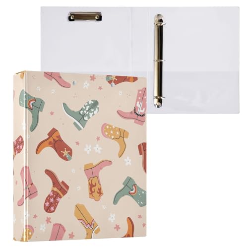 Kcldeci Cowboystiefel, Kaktus-Ringbuch, 3,8 cm, runder Ring für Papier, Hardcover für Schule, Büro und Zuhause, 1 Stück von Kcldeci