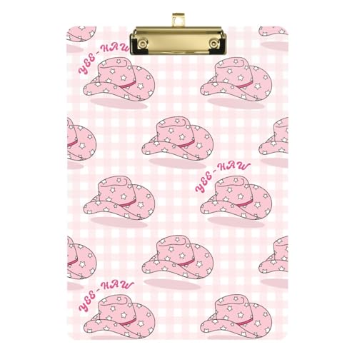 Kcldeci Cowgirl Cowboy Pink Hat Acryl Klemmbretter A4 Briefgröße Klemmbrett für Klassenzimmer, Studenten, Lehrer, Frauen, Kinder, Silber, 30,5 x 22,9 cm von Kcldeci