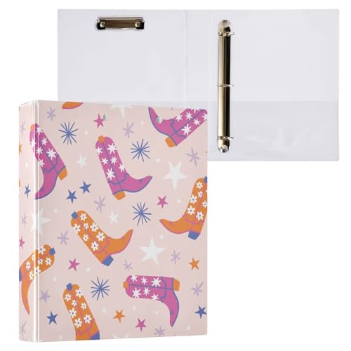 Kcldeci Cowgirl-Stiefel-Ordner mit 3 Ringen, 3,8 cm, runder Ring für Papier in Briefgröße, Hardcover-Ordner für Schule, Büro und Zuhause, 2 Stück von Kcldeci