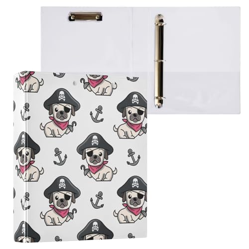 Kcldeci Cute Dog Parite Ringbuch mit 3 Ringen, 3,8 cm, runder Ring für Papier in Briefgröße, Hardcover-Ordner für Schule, Büro und Zuhause, 2 Stück von Kcldeci