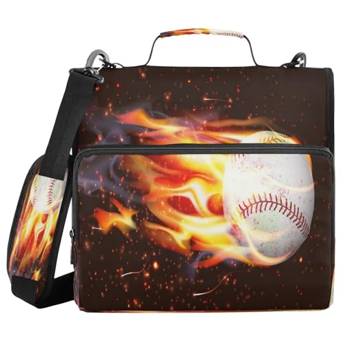 Kcldeci Dirty Baseball Fire Space Galaxy Zipper Binder, Trapper Keeper Organizer, 3,8 cm, 3-Ringbuch, Tasche, Fächermappe für Schule und Büro von Kcldeci