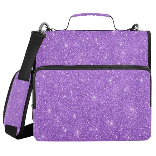 Kcldeci Dokumentenmappe mit Reißverschluss, 3,8 cm, 3 Ringe, Fächermappe für Schule und Büro, Violett von Kcldeci