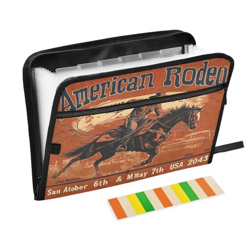 Kcldeci Fächermappe im Vintage-Stil, Cowboy-Motiv, 13 Fächer, Akkordeon-Aktenordner, A4, Briefgröße, Papier, Dokumente, Quittungen, Organizer, Akkordean-Aktenordner für Klassenzimmer, Zuhause, Büro Kcldeci Fächermappe im Vintage-Stil, Cowboy-Motiv, 13 Fächer, Akkordeon-Aktenordner, A4, Briefgröße, Papier, Dokumente, Quittungen, Organizer, Akkordean-Aktenordner für Klassenzimmer, Zuhause, Büro von Kcldeci