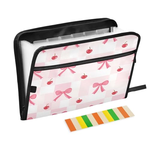 Kcldeci Fächermappe mit 13 Fächern, A4-Format, A4, Papier-Dokumente, Quittungen, Organizer, Akkordeon-Aktenordner für Klassenzimmer, Zuhause, Büro und Tra, Pink Cherry Bow Kcldeci Fächermappe mit 13 Fächern, A4-Format, A4, Papier-Dokumente, Quittungen, Organizer, Akkordeon-Aktenordner für Klassenzimmer, Zuhause, Büro und Tra, Pink Cherry Bow von Kcldeci
