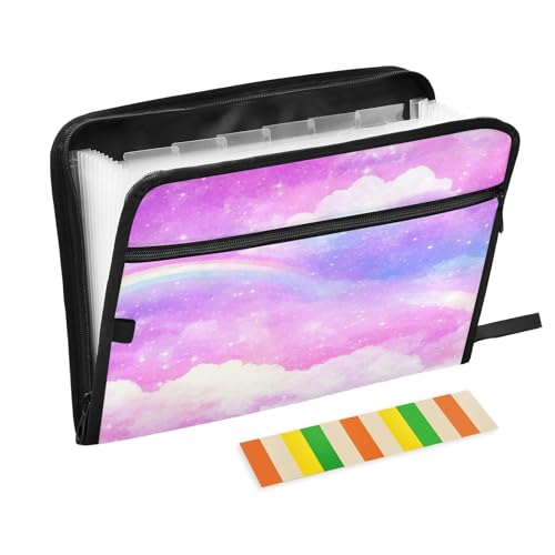 Kcldeci Fächermappe mit 13 Fächern, A4-Format, A4-Papier, Dokumente, Quittungen, Organizer, Akkordeon-Ordner, für Klassenzimmer, Zuhause, Büro und Büro, Rosa / Violett von Kcldeci