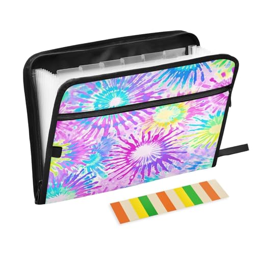 Kcldeci Fächermappe mit 13 Fächern, A4-Format, Batikdesign, Regenbogenfarben, Akkordeon-Ordner, Akkordeon-Aktenordner für Klassenzimmer, Zuhause, Büro und Reisen Kcldeci Fächermappe mit 13 Fächern, A4-Format, Batikdesign, Regenbogenfarben, Akkordeon-Ordner, Akkordeon-Aktenordner für Klassenzimmer, Zuhause, Büro und Reisen von Kcldeci