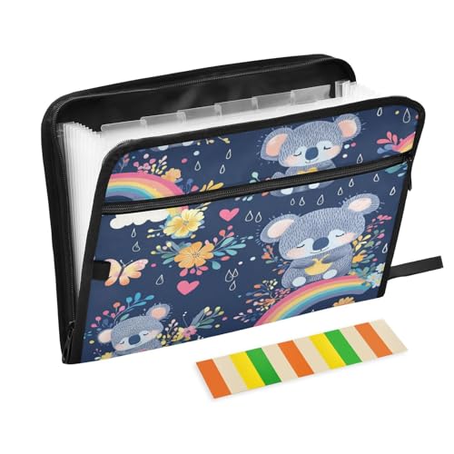 Kcldeci Fächermappe mit 13 Fächern, Koala und Regenbogen, Akkordeon-Aktenordner, A4, Briefgröße, Papier, Dokumente, Quittungen, Organizer, Akkordean-Aktenordner für Klassenzimmer, Zuhause, Büro und Kcldeci Fächermappe mit 13 Fächern, Koala und Regenbogen, Akkordeon-Aktenordner, A4, Briefgröße, Papier, Dokumente, Quittungen, Organizer, Akkordean-Aktenordner für Klassenzimmer, Zuhause, Büro und von Kcldeci