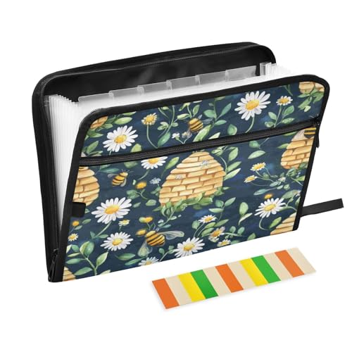 Kcldeci Fächermappe mit Bienen und Bienenstöcken, 13 Fächer, Akkordeon-Aktenordner, A4, Briefgröße, Papier, Dokumente, Quittungen, Organizer, Akkordean-Aktenordner für Klassenzimmer, Zuhause, Büro und Kcldeci Fächermappe mit Bienen und Bienenstöcken, 13 Fächer, Akkordeon-Aktenordner, A4, Briefgröße, Papier, Dokumente, Quittungen, Organizer, Akkordean-Aktenordner für Klassenzimmer, Zuhause, Büro und von Kcldeci