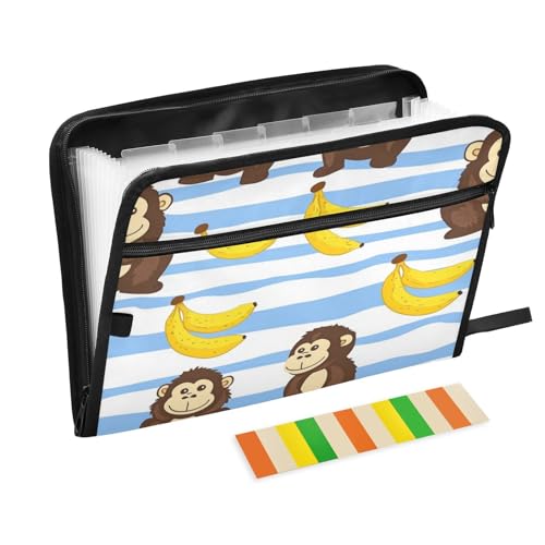 Kcldeci Fächermappe mit Cartoon-Gorillas und Bananen, 13 Fächer, Akkordeon-Aktenordner, A4, Briefgröße, Papier, Dokumente, Quittungen, Organizer, Akkordean-Aktenordner für Klassenzimmer, Zuhause, Büro Kcldeci Fächermappe mit Cartoon-Gorillas und Bananen, 13 Fächer, Akkordeon-Aktenordner, A4, Briefgröße, Papier, Dokumente, Quittungen, Organizer, Akkordean-Aktenordner für Klassenzimmer, Zuhause, Büro von Kcldeci