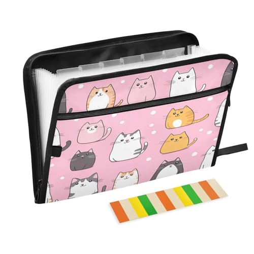 Kcldeci Fächermappe mit Cartoon-Katzen-Design, 13 Fächer, Akkordeon-Ordner, A4, Briefgröße, Papier, Dokumente, Quittungen, Organizer, Akkordean-Aktenordner für Klassenzimmer, Zuhause, Büro und Reisen Kcldeci Fächermappe mit Cartoon-Katzen-Design, 13 Fächer, Akkordeon-Ordner, A4, Briefgröße, Papier, Dokumente, Quittungen, Organizer, Akkordean-Aktenordner für Klassenzimmer, Zuhause, Büro und Reisen von Kcldeci