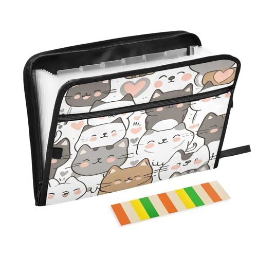 Kcldeci Fächermappe mit Cartoon-Katzenmuster, 13 Fächer, Akkordeon-Ordner, A4, Briefgröße, Papier, Dokumente, Quittungen, Organizer, Akkordean-Aktenordner für Klassenzimmer, Zuhause, Büro und Reisen Kcldeci Fächermappe mit Cartoon-Katzenmuster, 13 Fächer, Akkordeon-Ordner, A4, Briefgröße, Papier, Dokumente, Quittungen, Organizer, Akkordean-Aktenordner für Klassenzimmer, Zuhause, Büro und Reisen von Kcldeci