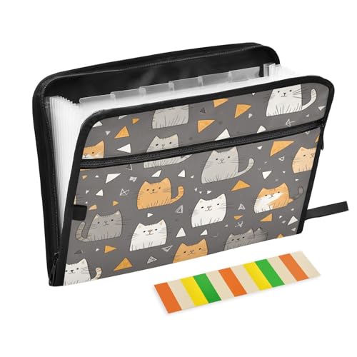 Kcldeci Fächermappe mit Cartoon-Katzenmuster, 13 Fächer, Akkordeon-Ordner, A4, Briefgröße, Papier, Dokumente, Quittungen, Organizer, Akkordean-Aktenordner für Klassenzimmer, Zuhause, Büro und Reisen Kcldeci Fächermappe mit Cartoon-Katzenmuster, 13 Fächer, Akkordeon-Ordner, A4, Briefgröße, Papier, Dokumente, Quittungen, Organizer, Akkordean-Aktenordner für Klassenzimmer, Zuhause, Büro und Reisen von Kcldeci