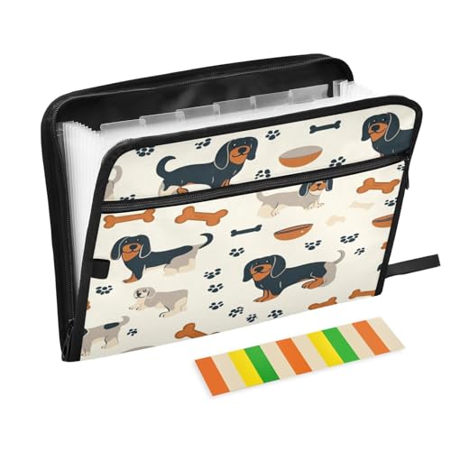 Kcldeci Fächermappe mit Dackel-Hunden, 13 Fächer, Akkordeon-Ordner, A4, Briefgröße, Papier, Dokumente, Quittungen, Organizer, Akkordean-Aktenordner für Klassenzimmer, Zuhause, Büro und Reisen Kcldeci Fächermappe mit Dackel-Hunden, 13 Fächer, Akkordeon-Ordner, A4, Briefgröße, Papier, Dokumente, Quittungen, Organizer, Akkordean-Aktenordner für Klassenzimmer, Zuhause, Büro und Reisen von Kcldeci