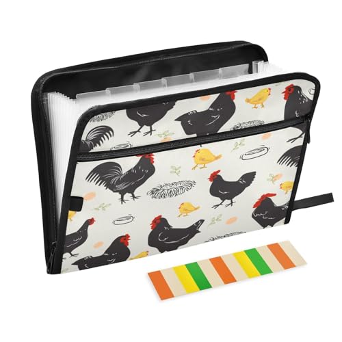 Kcldeci Fächermappe mit Hühner-Hähnen, 13 Fächern, Akkordeon-Aktenordner, A4, Briefgröße, Papier, Dokumente, Quittungen, Organizer, Akkordean-Aktenordner für Klassenzimmer, Zuhause, Büro und Reisen Kcldeci Fächermappe mit Hühner-Hähnen, 13 Fächern, Akkordeon-Aktenordner, A4, Briefgröße, Papier, Dokumente, Quittungen, Organizer, Akkordean-Aktenordner für Klassenzimmer, Zuhause, Büro und Reisen von Kcldeci