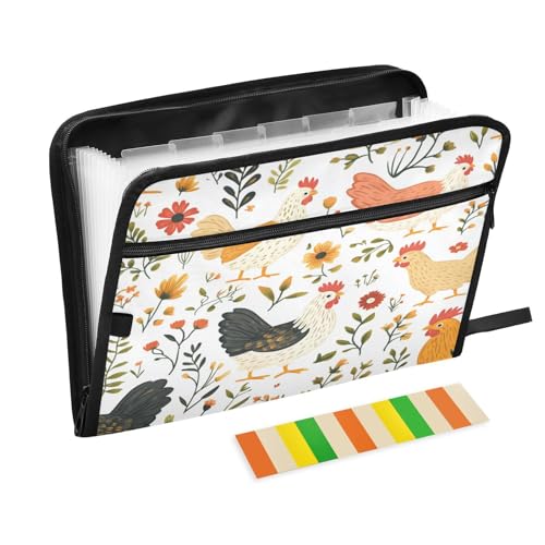 Kcldeci Fächermappe mit Hühnern und Küken, 13 Fächer, Akkordeon-Ordner, A4-Briefgröße, Papier, Dokumente, Quittungen, Organizer, Akkordean-Aktenordner für Klassenzimmer, Zuhause, Büro und T Kcldeci Fächermappe mit Hühnern und Küken, 13 Fächer, Akkordeon-Ordner, A4-Briefgröße, Papier, Dokumente, Quittungen, Organizer, Akkordean-Aktenordner für Klassenzimmer, Zuhause, Büro und T von Kcldeci
