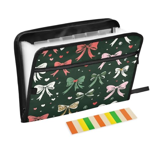 Kcldeci Fächermappe mit Schleifen, 13 Fächern, Akkordeon-Ordner, A4, Briefgröße, Papier, Dokumente, Quittungen, Organizer, Akkordean-Aktenordner für Klassenzimmer, Zuhause, Büro und Reisen, Grün / Rot Kcldeci Fächermappe mit Schleifen, 13 Fächern, Akkordeon-Ordner, A4, Briefgröße, Papier, Dokumente, Quittungen, Organizer, Akkordean-Aktenordner für Klassenzimmer, Zuhause, Büro und Reisen, Grün / Rot von Kcldeci