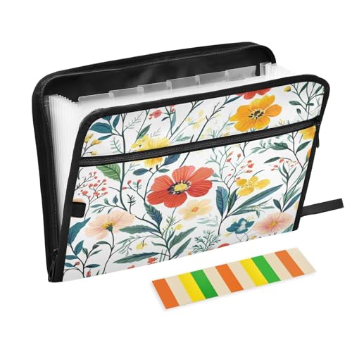 Kcldeci Fächermappe mit bunten Wildblumen, 13 Fächer, Akkordeon-Ordner, A4, Briefgröße, Papier, Dokumente, Quittungen, Organizer, Akkordean-Aktenordner für Klassenzimmer, Zuhause, Büro und Reisen Kcldeci Fächermappe mit bunten Wildblumen, 13 Fächer, Akkordeon-Ordner, A4, Briefgröße, Papier, Dokumente, Quittungen, Organizer, Akkordean-Aktenordner für Klassenzimmer, Zuhause, Büro und Reisen von Kcldeci