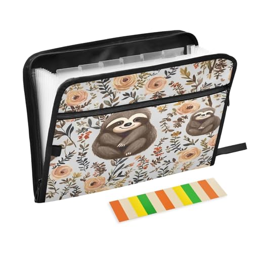 Kcldeci Fächermappe mit niedlichem Faultier-Blumenmuster, 13 Fächer, Akkordeon-Aktenordner, A4, Briefgröße, Papier, Dokumente, Quittungen, Organizer, Akkordean-Aktenordner für Klassenzimmer, Zuhause Kcldeci Fächermappe mit niedlichem Faultier-Blumenmuster, 13 Fächer, Akkordeon-Aktenordner, A4, Briefgröße, Papier, Dokumente, Quittungen, Organizer, Akkordean-Aktenordner für Klassenzimmer, Zuhause von Kcldeci