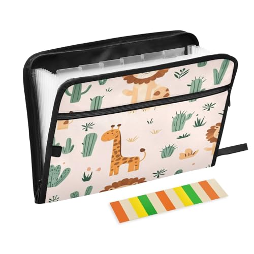 Kcldeci Fächermappe mit niedlichem Tier, Löwe, Giraffe, 13 Fächer, Akkordeon-Ordner, A4, Briefgröße, Papier, Dokumente, Quittungen, Organizer, Akkordean-Aktenordner für Klassenzimmer, Zuhause, Büro Kcldeci Fächermappe mit niedlichem Tier, Löwe, Giraffe, 13 Fächer, Akkordeon-Ordner, A4, Briefgröße, Papier, Dokumente, Quittungen, Organizer, Akkordean-Aktenordner für Klassenzimmer, Zuhause, Büro von Kcldeci