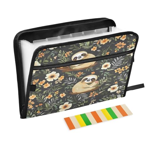 Kcldeci Fächermappe mit niedlichen Faultier-Blumen, 13 Fächer, Akkordeon-Ordner, A4, Briefgröße, Papier, Dokumente, Quittungen, Organizer, Akkordean-Aktenordner für Klassenzimmer, Zuhause, Büro und Kcldeci Fächermappe mit niedlichen Faultier-Blumen, 13 Fächer, Akkordeon-Ordner, A4, Briefgröße, Papier, Dokumente, Quittungen, Organizer, Akkordean-Aktenordner für Klassenzimmer, Zuhause, Büro und von Kcldeci