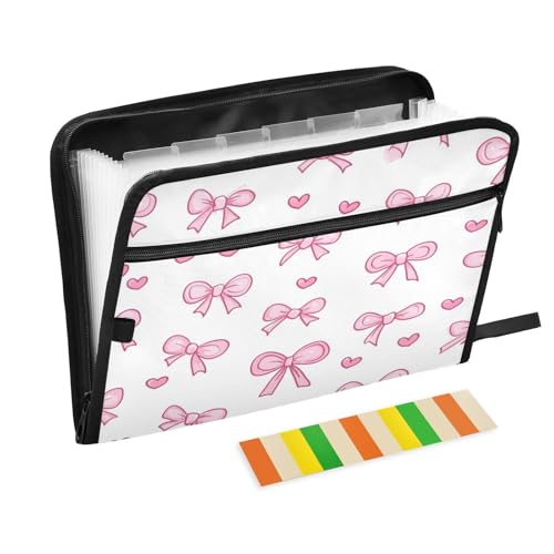 Kcldeci Fächermappe mit rosa Schleifen und Herzen, 13 Fächer, Akkordeon-Ordner, A4, Briefgröße, Papier, Dokumente, Quittungen, Organizer, Akkordean-Aktenordner für Klassenzimmer, Zuhause, Büro und Kcldeci Fächermappe mit rosa Schleifen und Herzen, 13 Fächer, Akkordeon-Ordner, A4, Briefgröße, Papier, Dokumente, Quittungen, Organizer, Akkordean-Aktenordner für Klassenzimmer, Zuhause, Büro und von Kcldeci
